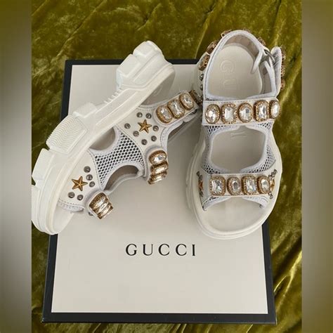 gucci white aguru sandals|Gucci white sandals flat.